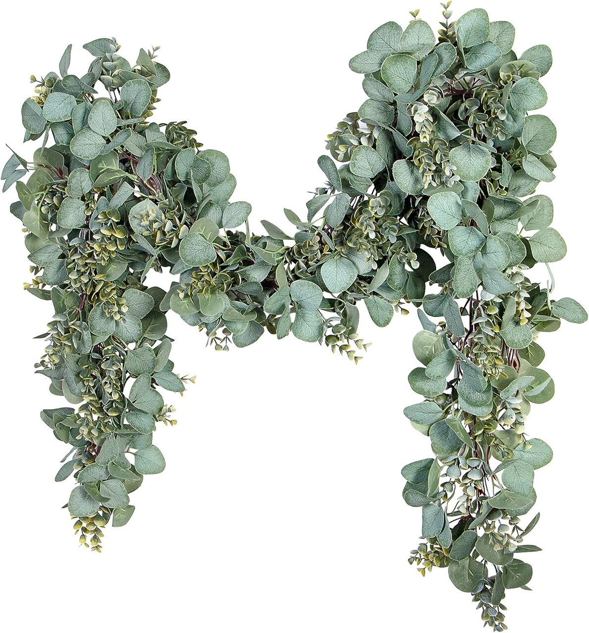 Silver Dollar Eucalyptus Leaves Boxwood Artificial Faux Greenery Garland Vines for Baby Shower Wedding Party Table Runner Room Home Mantle Decor